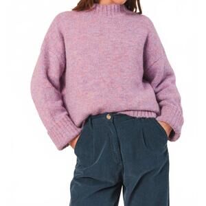 NEW INDI & COLD mockneck textured sweater in lavender